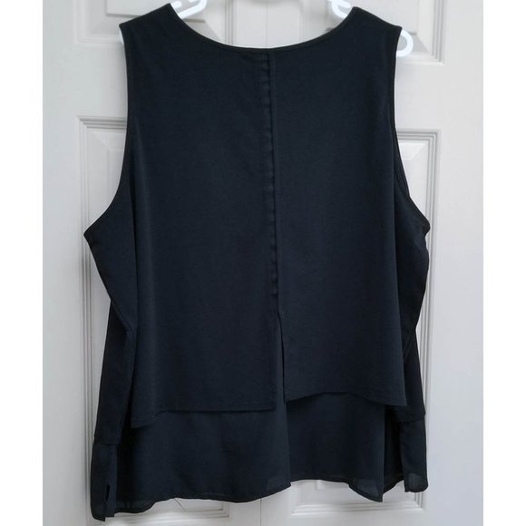 Rock & Shine Black Semi Sheer Mesh Accent Sleeveless Top - Picture 2 of 3